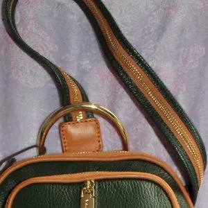 Bags | Nwt Valentina Made In Italy Green Tan Trim Pebble 